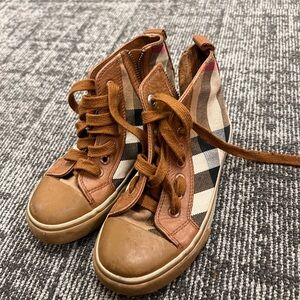 Burberry Kids' Brown and Tan High-Top Sneakers